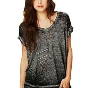 Free People Grey Burn Out Tee